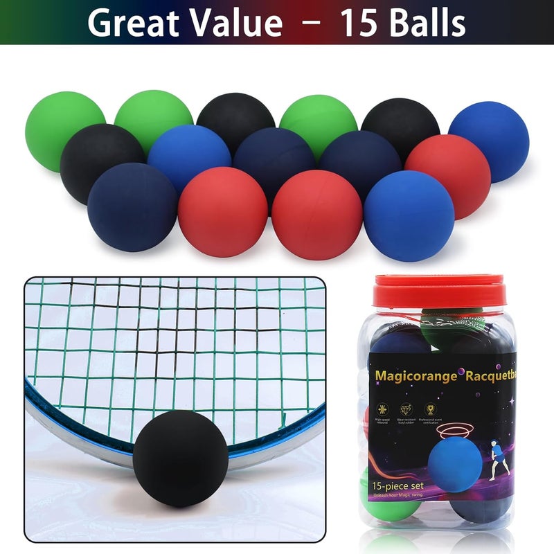 Magicorange 15 Pack Racquetball Multi Colored Racquetballs High Bounce Rubber Racquetballs - Image 5